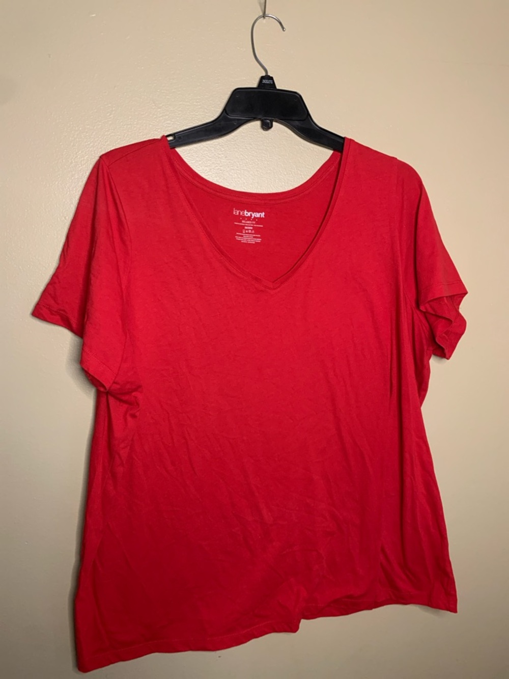 Lane Bryant Red V‑Neck Short Sleeve Tee